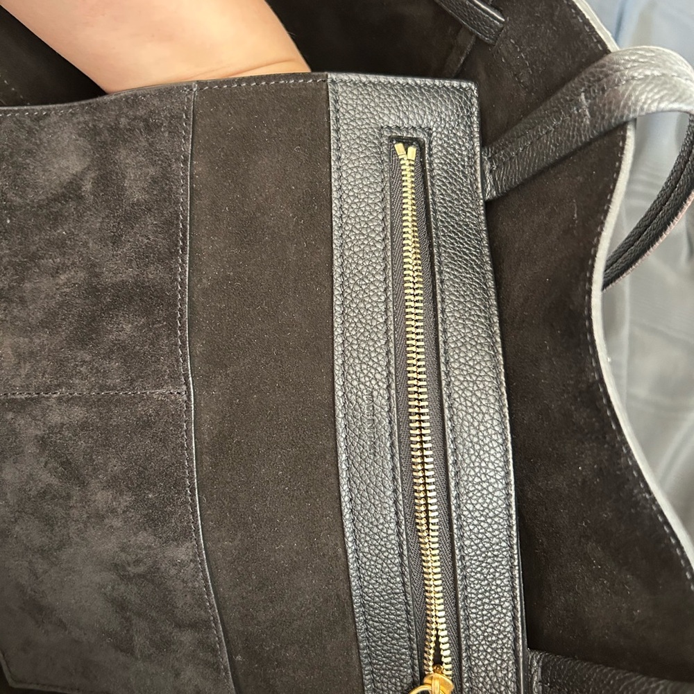 Celine Black Suede and Leather Tote